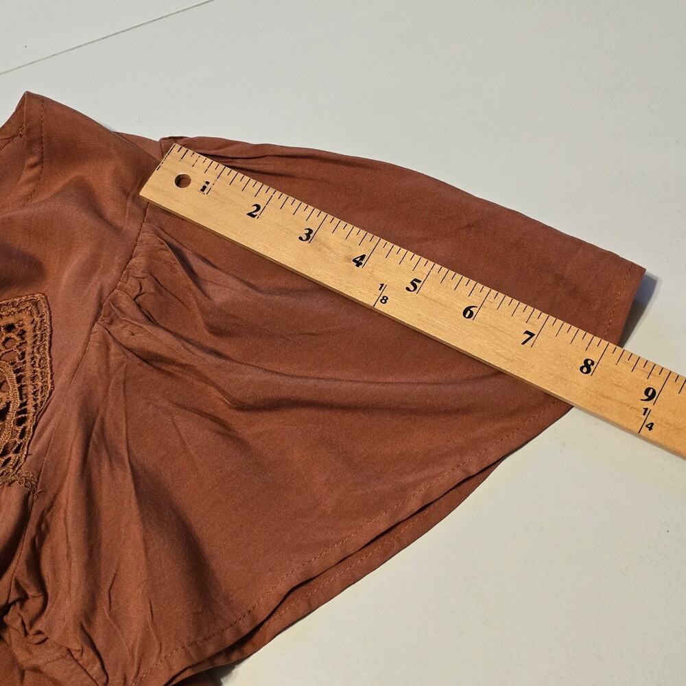 Rusttydustty Top Womens Size Medium Rust Brown Peplum Hem Bohemian Festival NWT - Picture 6 of 8